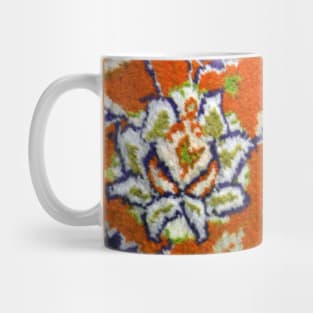 orange flower, flower design, floral designs, minimal art, abstract art, floral pattern, antique rug photo , For custom orders please DM me. Mug